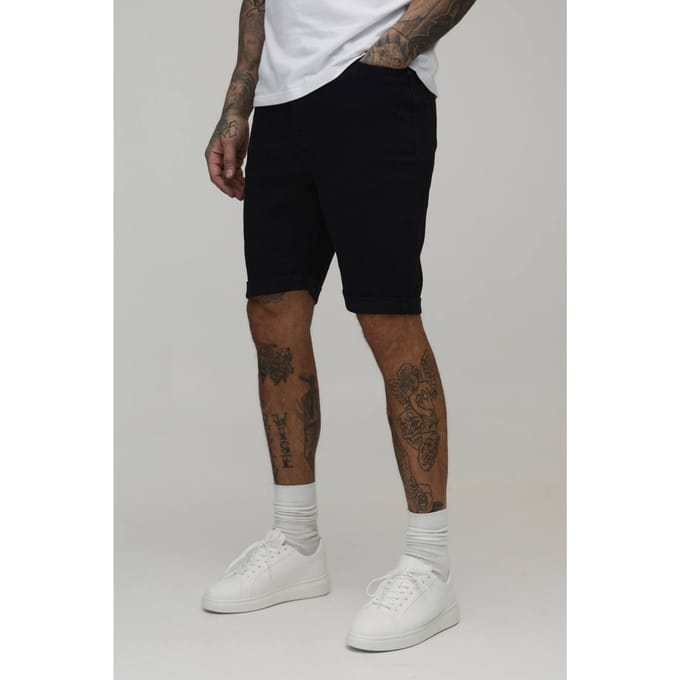 Tall Essential Skinny Stretch Fit Denim Shorts | Black | Size 48