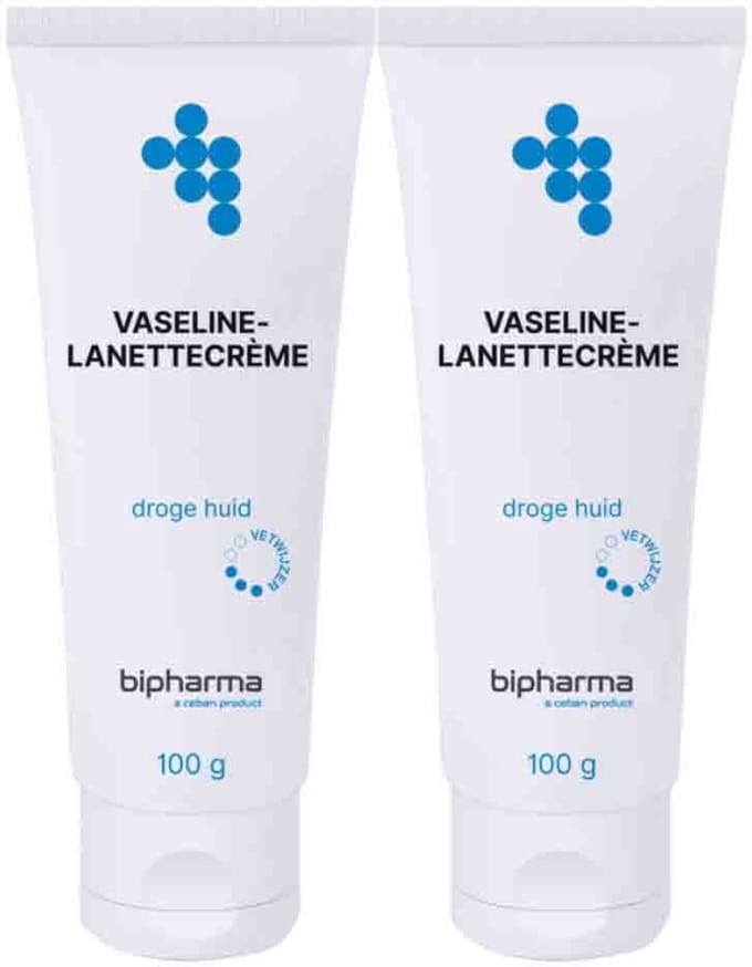 Bipharma Vaseline Lanettecrème Tube Los - 2 x 100 gr - Voordeelverpakking