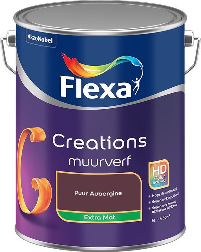 Flexa - Creations Muurverf Extra Mat - Puur Aubergine - Mengverf - 5 L