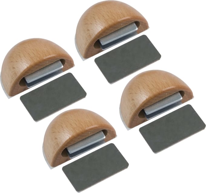 AMIG Deurstop/deurmagneet - 4x - D48mm - zelfklevend - beuken - kunststof