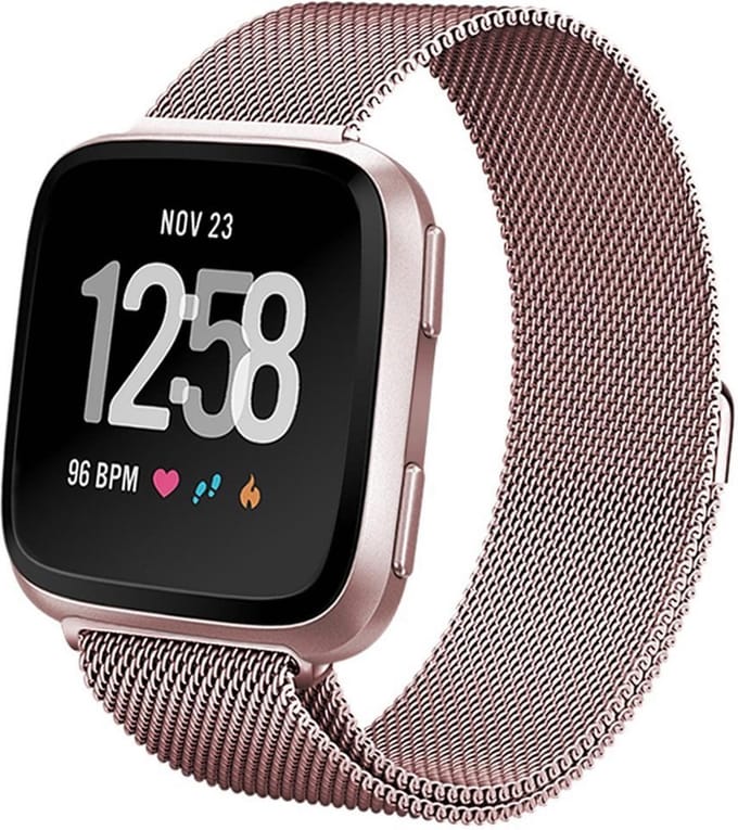 Bandje geschikt voor Fitbit Versa 2 - Roségoud Milanese Band