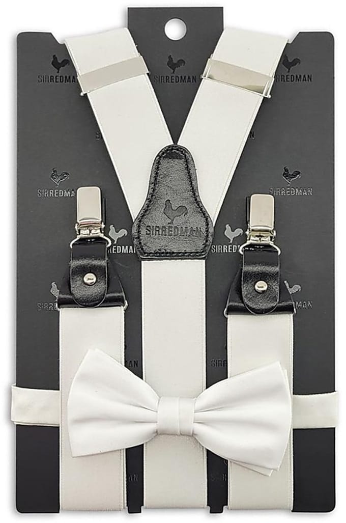 Sir Redman - Bretels met strik - bretels combi pack White Tie - wit