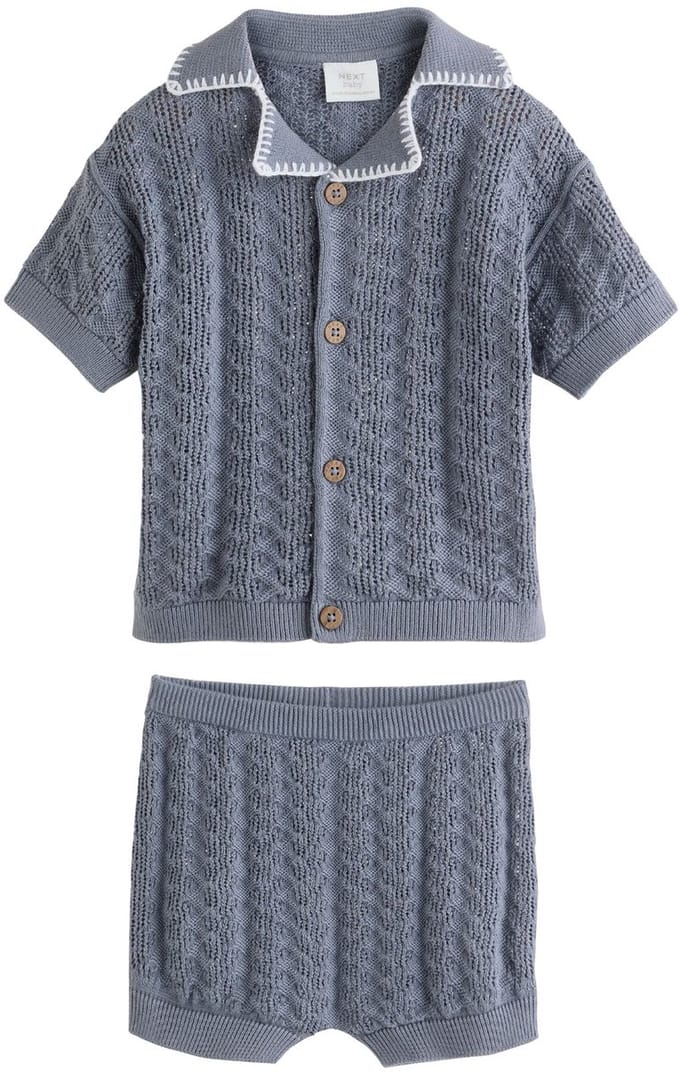 Next - Jongens - Gebreide top- en shortset - Blauw