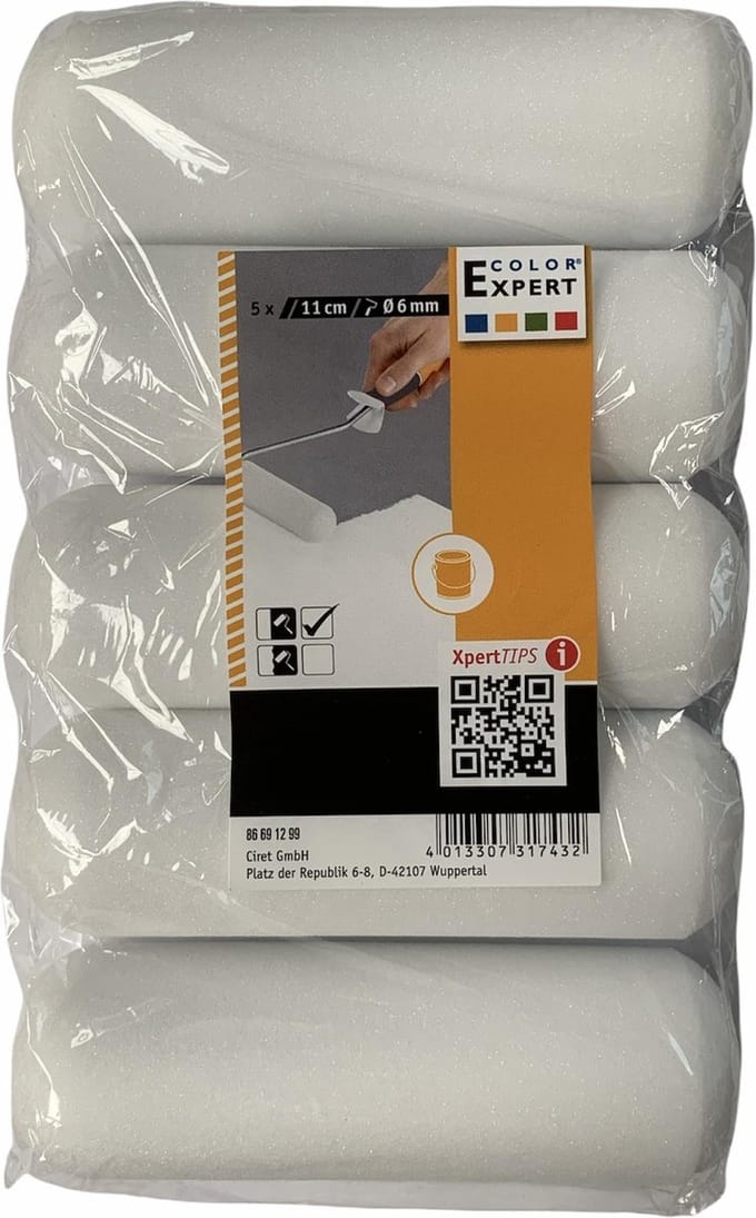 Color Expert Wegwerp schuimroller | 5x11cm Recht
