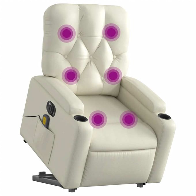 vidaXL - Sta-op-massagestoel - elektrisch - kunstleer - crèmekleurig