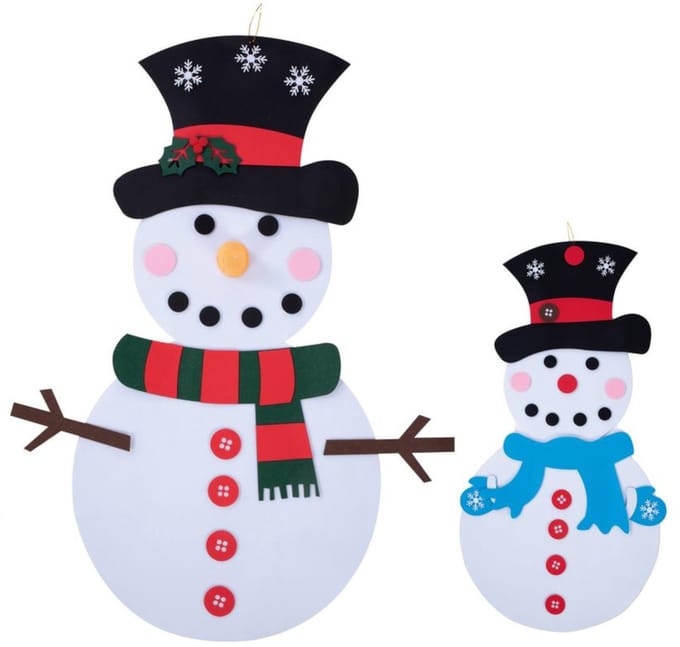 PTIT CLOWN - Sneeuwpop met hangdecoraties 50 x 98 cm van vilt