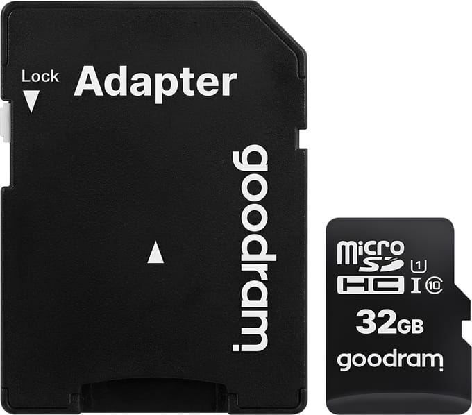 Goodram, MicroSD-kaart 32GB Class 10 UHS-I met SD-adapter inbegrepen, Zwart