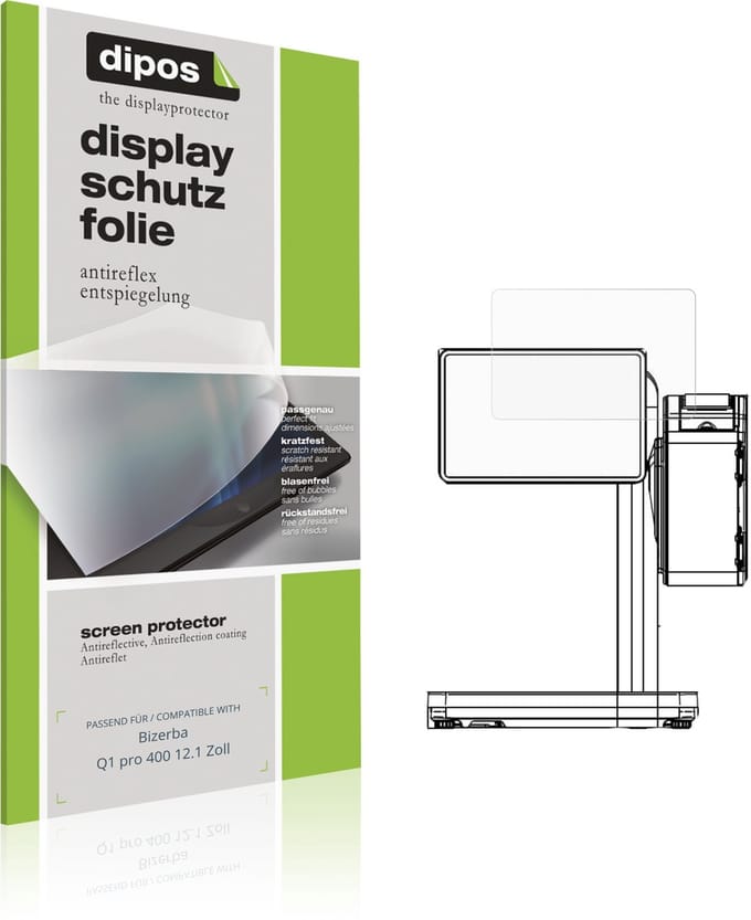 dipos – 2x Matte Beschermfolie geschikt voor Bizerba Q1 pro 400 12.1 Zoll | Krasbestendige & antireflecterende Screenprotector Ultra-Thin