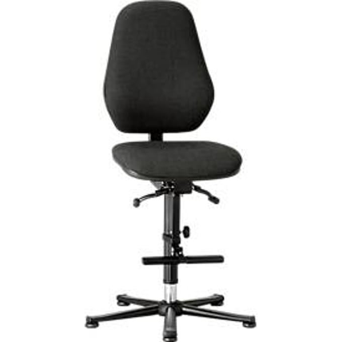Labostoel Basic, met opstaphulp, stoffen bekleding, Duotec zwart gemêleerd