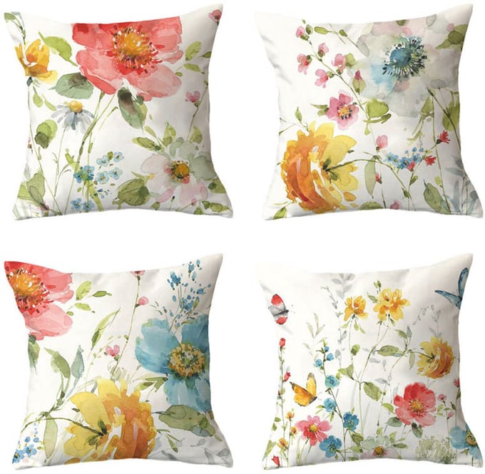 BOTC Kussenhoes 45x45cm - Set van 4 Stuks - Met Rits - Essentials - Blauw/Wit
