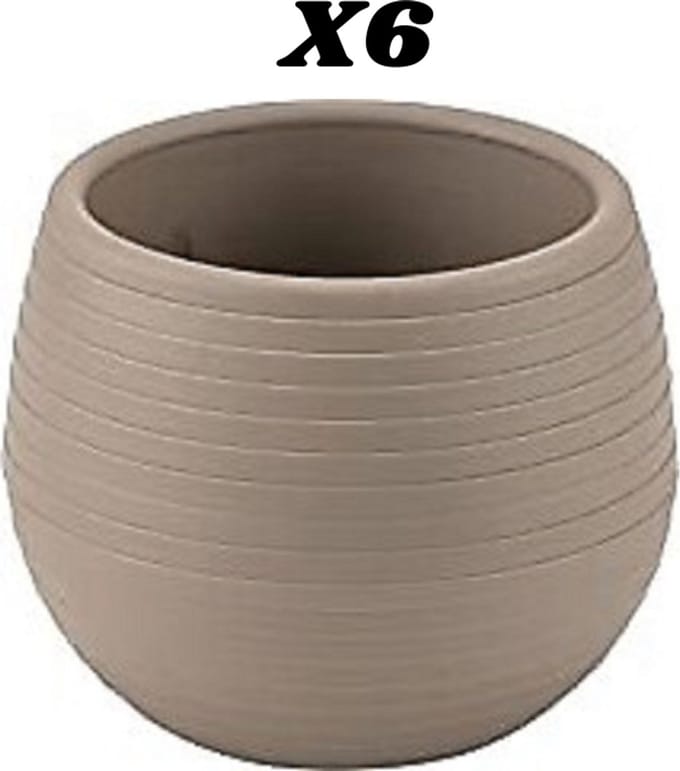 Set van 6 UV-bestendige bloempotjes mokka met drainage 6.5cm 0.13L sierpotten