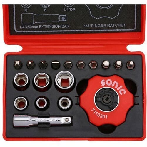 Draaigreep met inbusset SONIC 1/4" zeskant 46 stuks