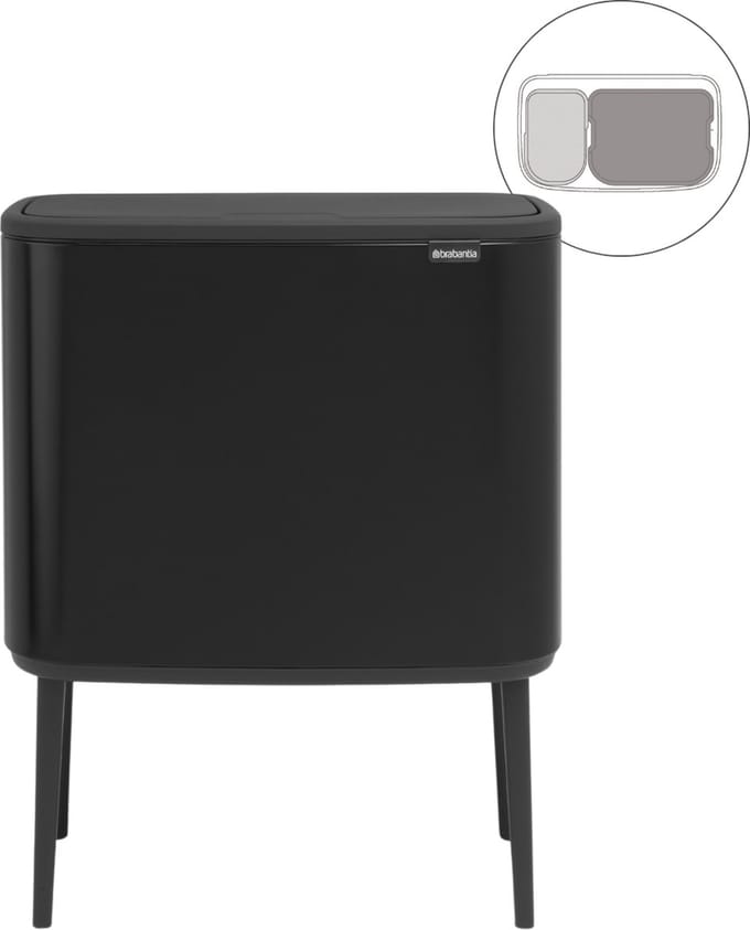 brabantia Bo Touch Bin 31 62 03 Afvalbak 34 l Staal (l x b x h) 312 x 540 x 680 mm Zwart Met One-Touch-dekselopener 1 stuk(s)