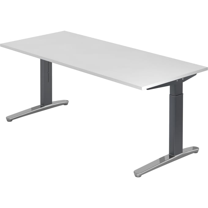 Bureautafel TOPAS LINE, handmatig in hoogte verstelbaar, B 1800 mm, wit/grafiet/aluminium gepolijst