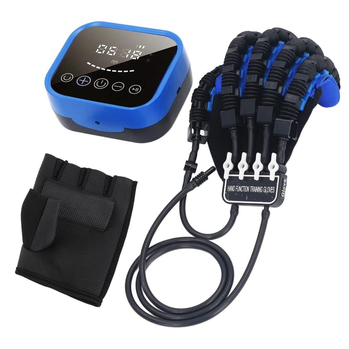 Gant Robot de Rééducation Main Droite 9 Niveaux de Force Réglable Gant Robotique Renforçateur de Doigts black