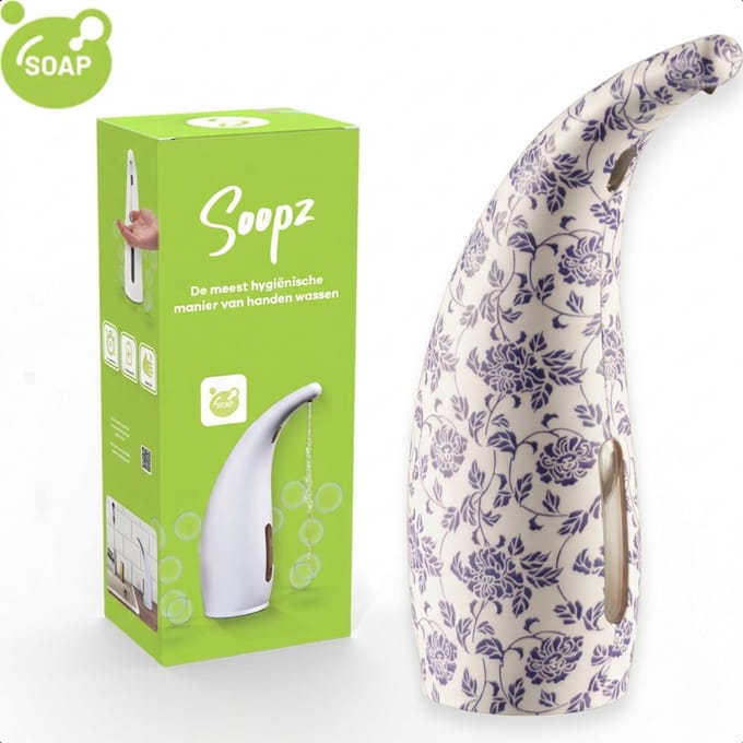 Soopz Automatische Zeepdispenser – Blauw & Wit – Delft Blue Classic – Zeeppompje met Bewegingssensor – Handzeep