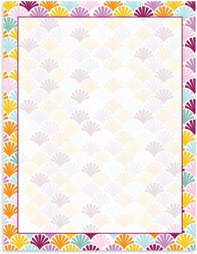 Briefpapier met rand - Gekleurd papier - Creatieve projecten - Voor alle printers - 60 vellen - Gekleurde rand