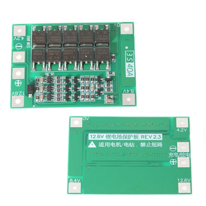 3S 40A Li-ion celbeschermingsbord Verbeterde versie Lithiumbatterijen BMS Geïntegreerde schakelingen 3S 40A