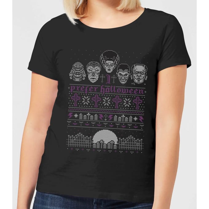 Universal Monsters I Prefer Halloween Dames Kerst T-Shirt - Zwart - M