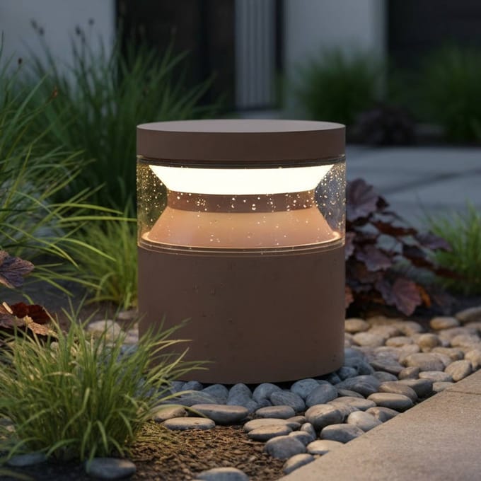 Ideal Lux LED sokkellamp Boeing, koffiebruin, hoogte 15 cm