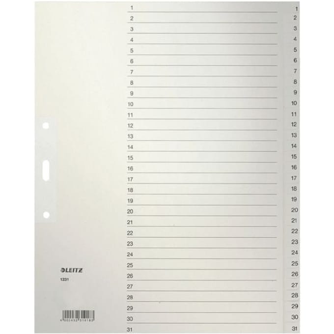 Leitz 1231 Register DIN A4 Bovenbreedte 131 Manila papier Gr