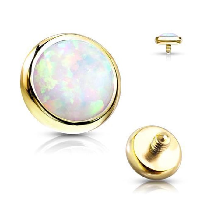 Dermal top 3 mm opal goud kleur 1.2mm - LMPiercings