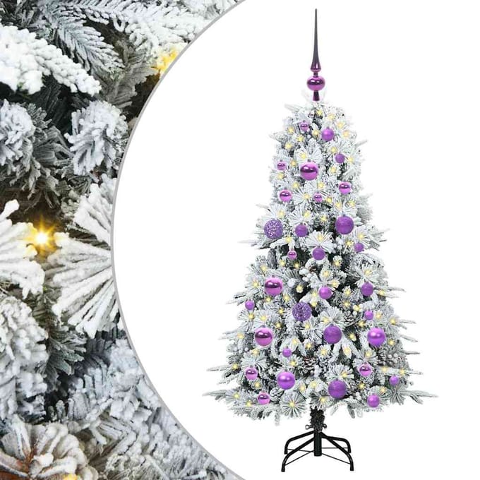 vidaXL - Kunstmatige - Hinged - Kerstboom - met - 150 - LED - Wit - 120 - cm - PE - en - PVC