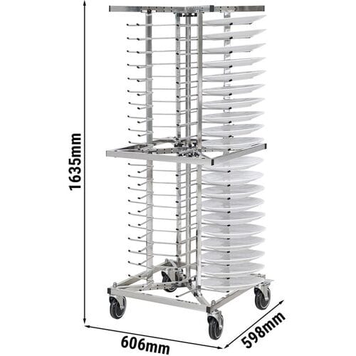 GGM Gastro Tellerwagen - Kapazität bis 84 Teller - Ø 23 - 30 cm - Rollbar Zilver