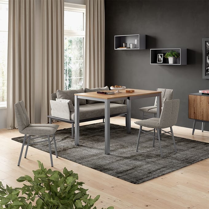 Vicco Eettafel Granny, Eiken/Grijs, 80-120 x 70 cm Uitschuifbaar