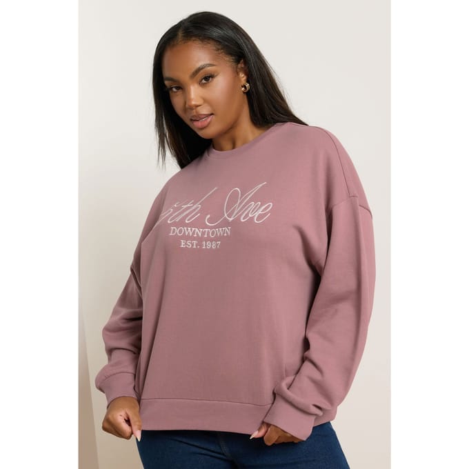 Yours Roze '5Th Ave' Geborduurde Sweater Size 42
