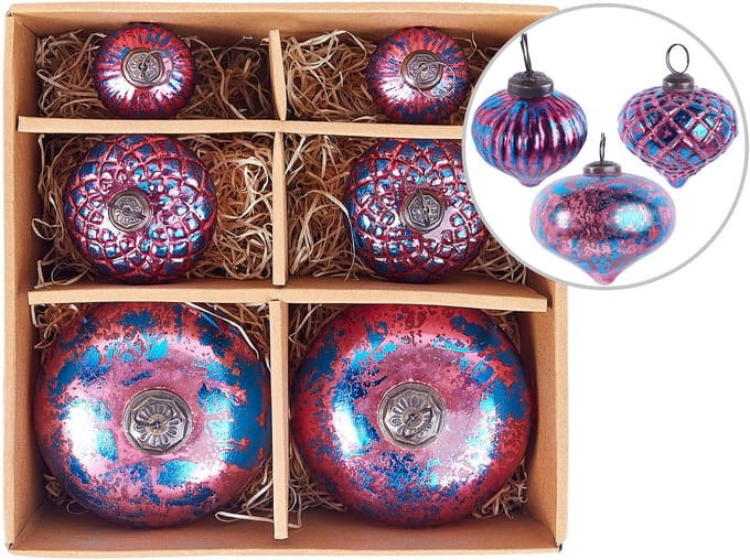 ASTRALE - Kerstballen set van 6 - Roze - Glas