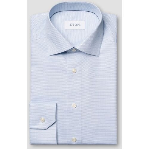 Eton Overhemd Subtle Texture Semi-Solid Color Organic Cotton Signature Oxford Licht Blauw / male