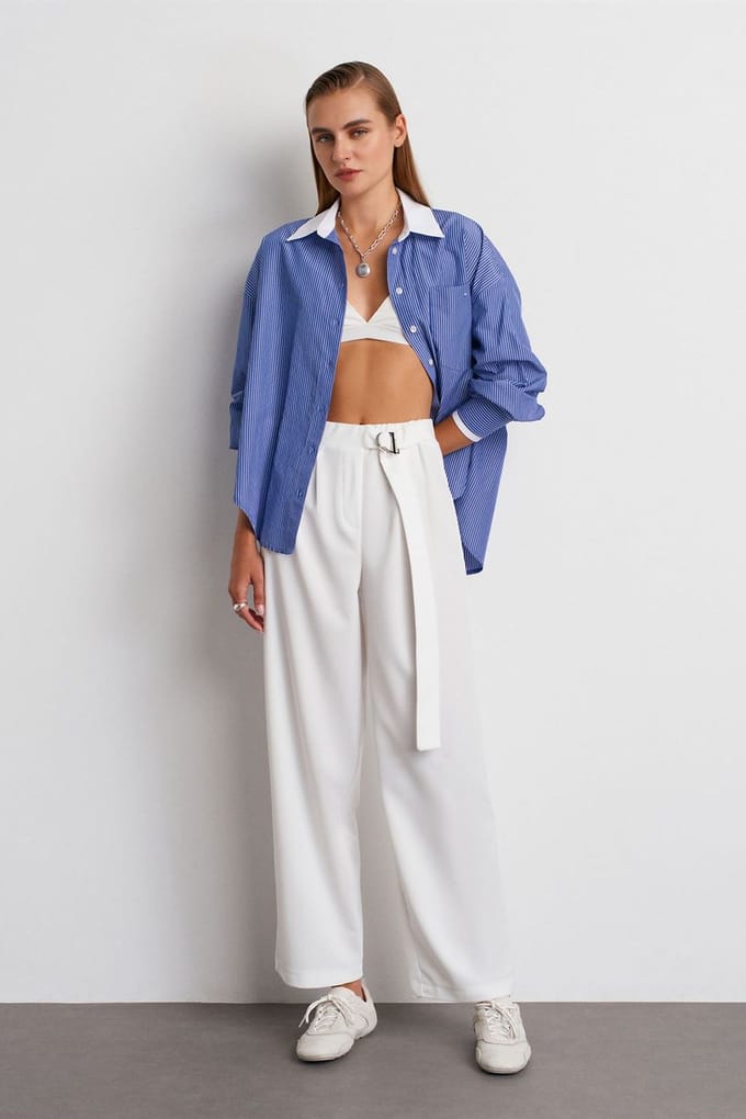 Hoge Taille Vlotte Leg Crepe Broek