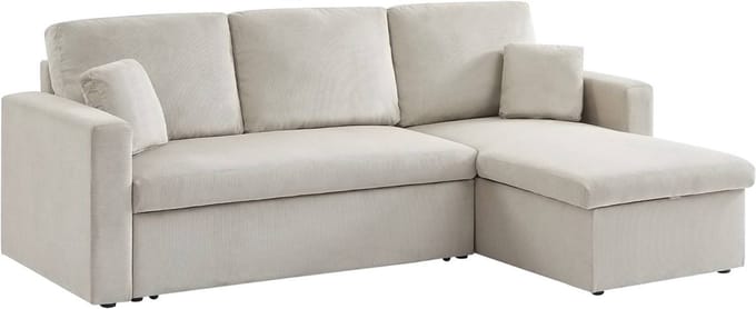 sweeek - Corduroy hoekslaapbank, ida, 3-zits