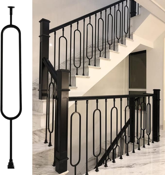 Trapleuning Spindel - Baluster Set - Veiligheid Binnen - Hoekverstelbaar - 95cm - Zwart