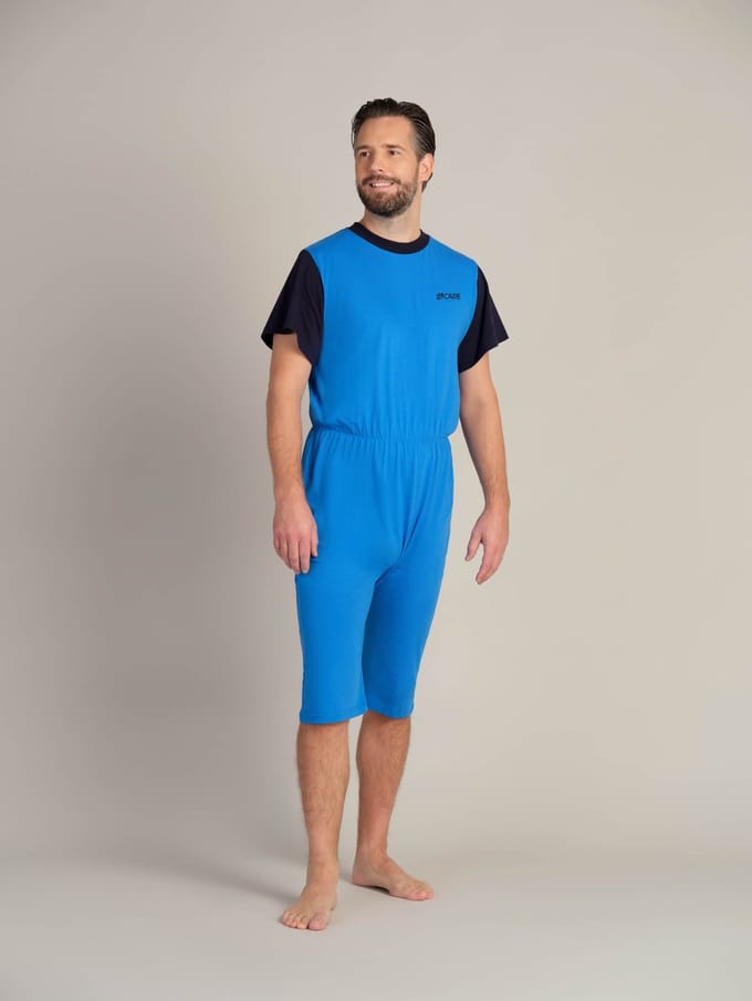 Jersey hansop | Rugritssluiting | Korte mouw | Korte pijpen  | Blauw| M