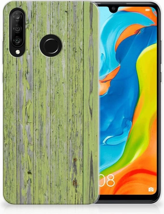 Huawei P30 Lite Bumper Hoesje Green Wood