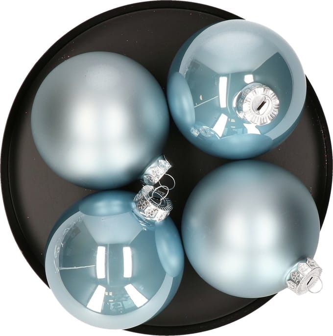 Decoris kerstballen - 4x st - lichtblauw - D10 cm - glas - kerstversiering