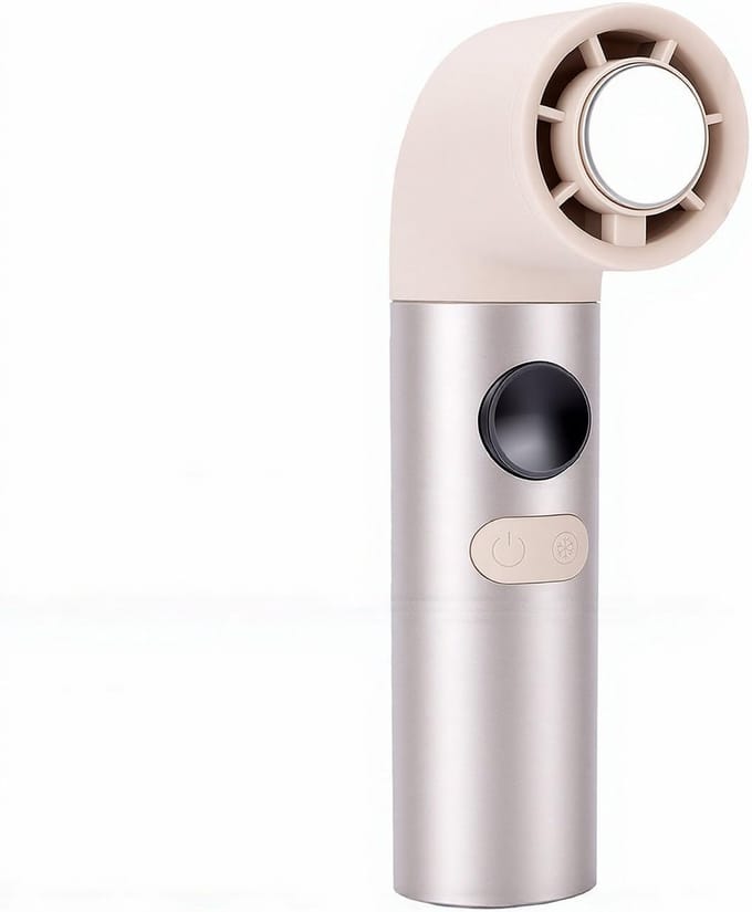 Handventilator Mini - Draagbare Koeler - Persoonlijke Verkoeling - Traploos Instelbaar - 16 cm hoog - Champagne Goud