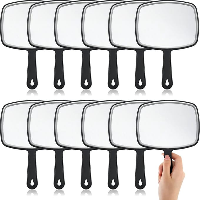 Set van 12 Handspiegels met Handvat - Professionele Make-up Spiegel voor Thuis, Salon en Onderweg