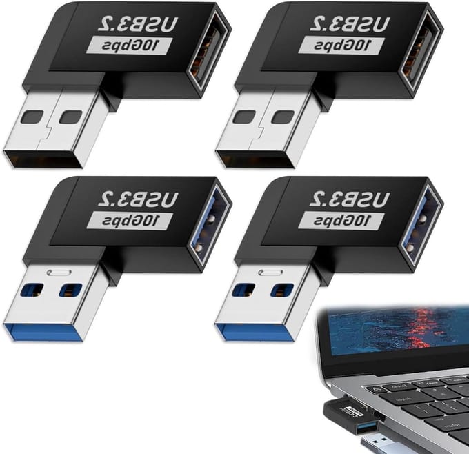 USB Adapters 90 Graden - USB Hoek Adapter - Beperkte Ruimte Aansluiten - Hoge Snelheid 10 Gbps - 4 stuks