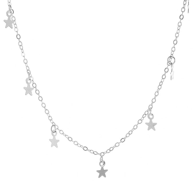 Ketting Sterren - Choker Collier - Zilverkleurig - 35 + 5 cm verstelbaar