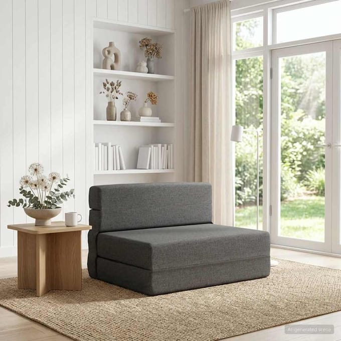 vidaXL - Vouwbare - Sofa - Bed - Lichtgrijs - 100 - x - 80 - x - 60 - cm - Stof