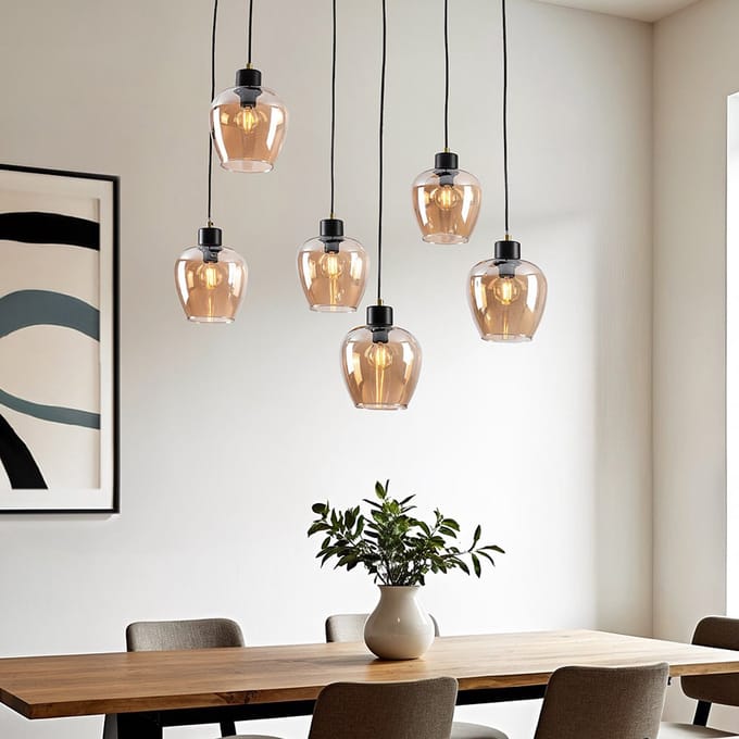 LumenXL 6-lichts hanglamp - amber glas - Arvada