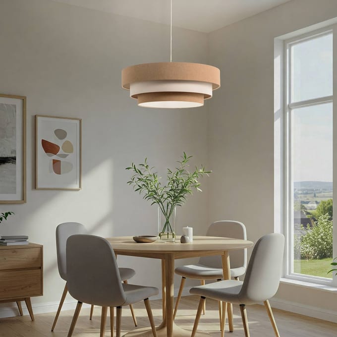 Maco Design Triniti hanglamp, beige/crème, Ø 60 cm, textiel