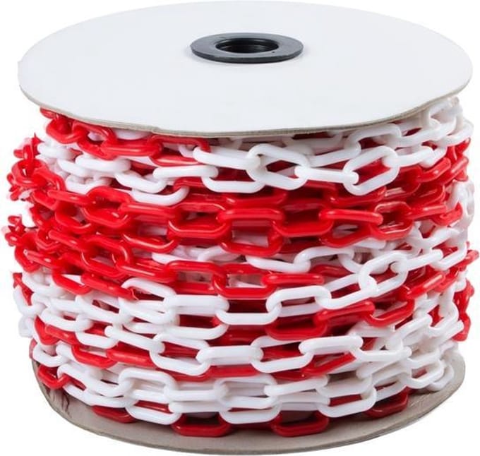 Afzetketting - 6mm - 10 meter - rood/wit - UV- en weerbestendig