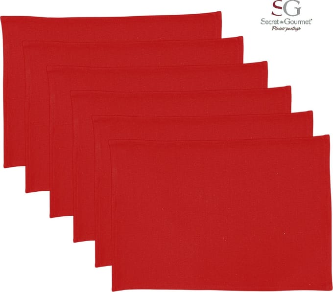Placemat Katoen - Rood - 45x30cm - Set van 6 Stuks
