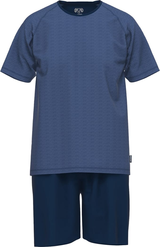 CECEBA Traveller Heren Shortama - ronde hals - Blauw