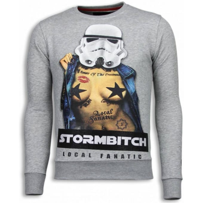Stormbitch - Rhinestone Sweater - Licht Grijs