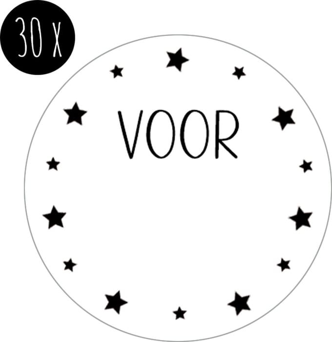 30x Sticker / Cadeausticker / Naamsticker | beschrijfbaar | VOOR *NAAM* | 35 mm | sterren